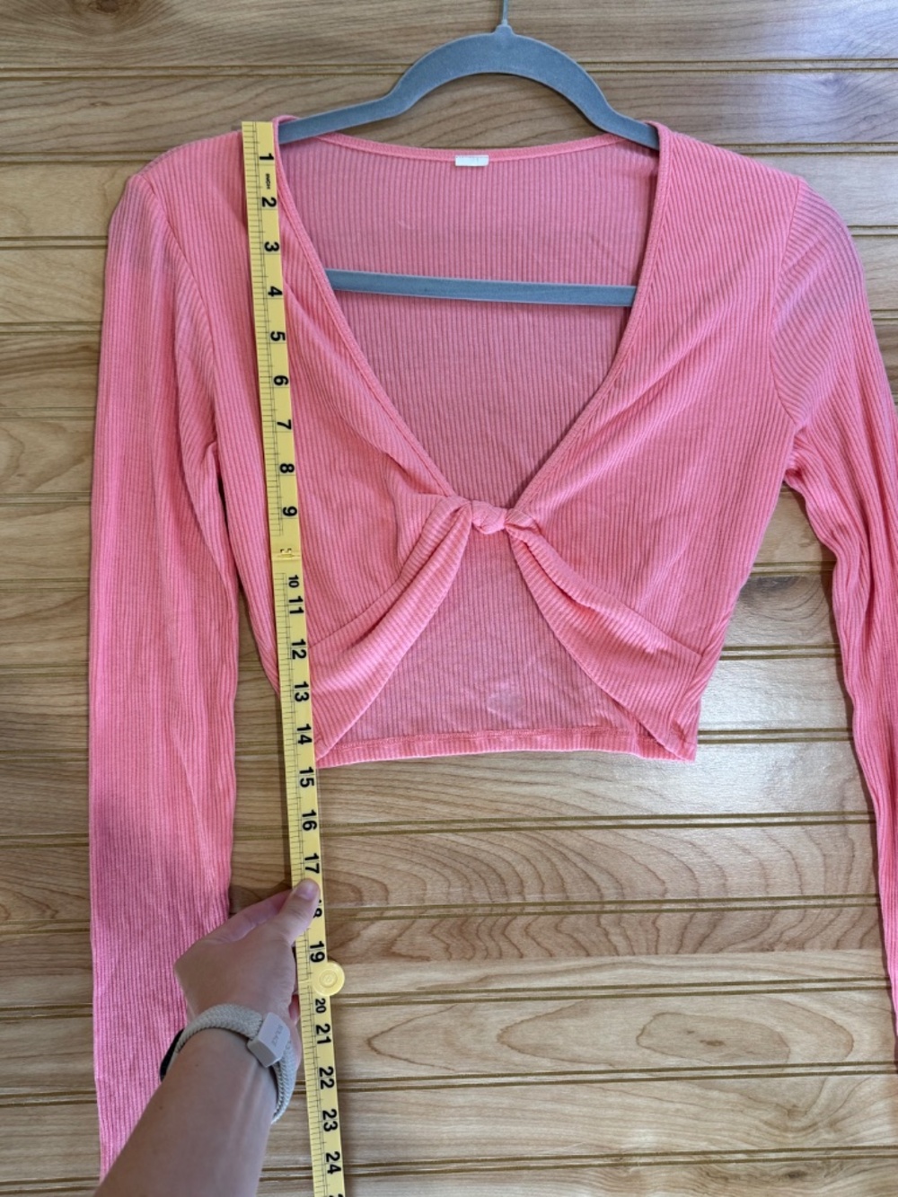 Alo Pink Ribbed Knotted Top - Small - Picture 2 of 6